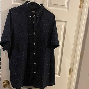 Mizzen+Main XXL Dark Blue Casual Shirt with Dot Pattern